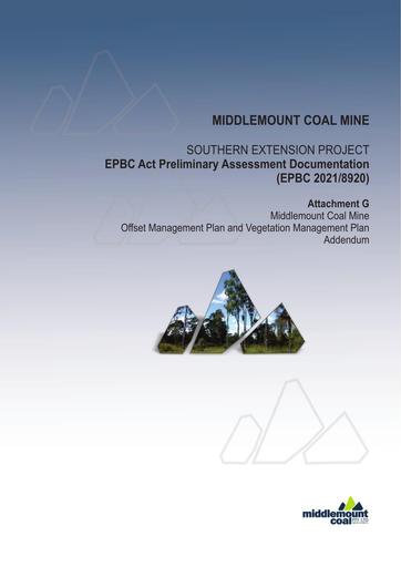 Attachment G Middlemount Coal Mine Offset Management PlanVegetation Management Plan Addendum